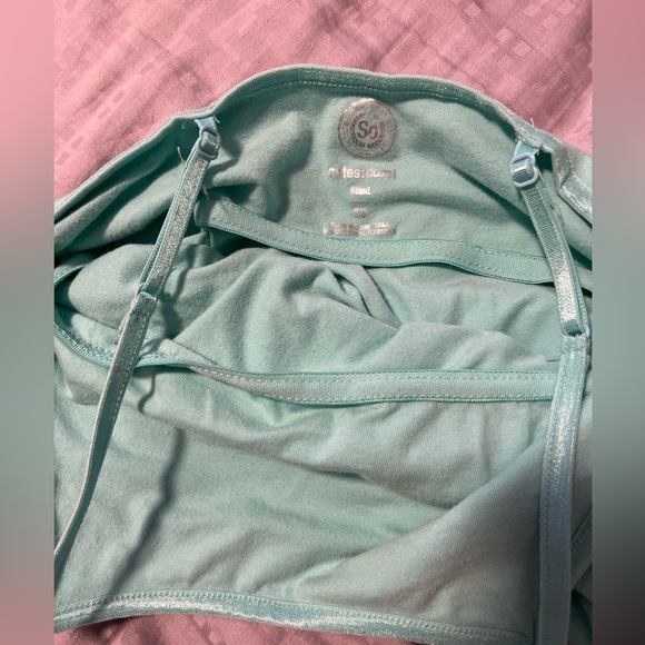 Aqua Tank Top Girls 7/8 Spaghetti Strap So “Cutest Cami” Lined Built-in Bra - Picture 8 of 12